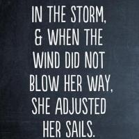 She stood in the storm, & when the wind did not blow her way, she adjusted her sails